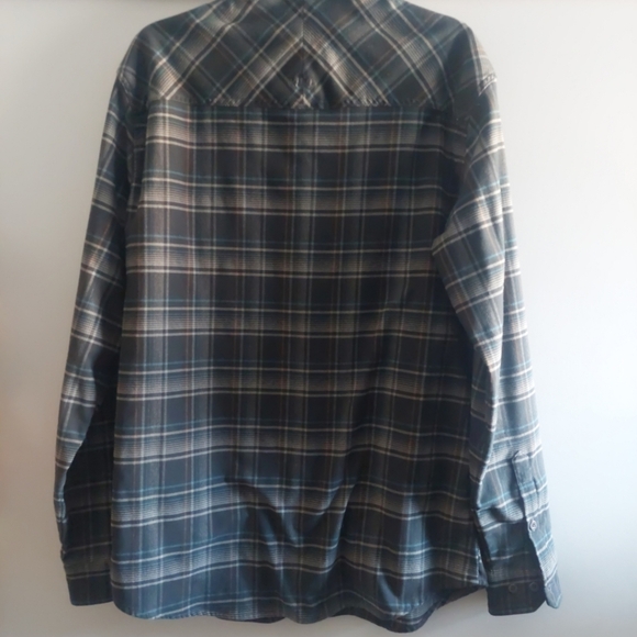 KUHL Plaid Flannel Gray Blue/Button Down Casual Shirt Large - Picture 7 of 10
